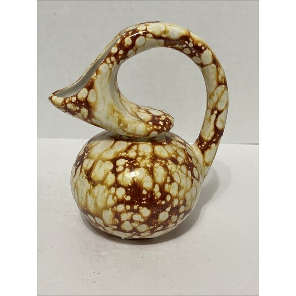 Unique Studio Art Pottery Pitcher Vase Pot Marble Design Ceramic Vessel 6.25” - Picture 3 of 5